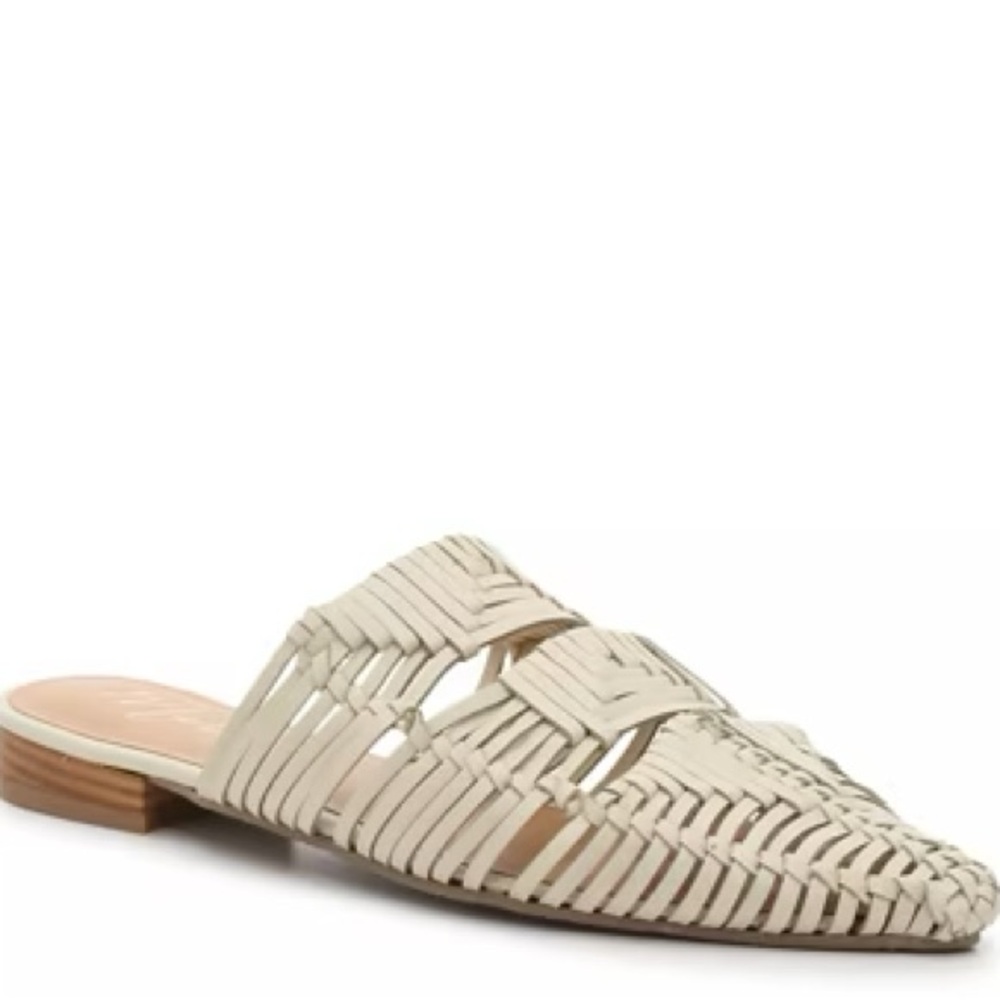 Matisse Cream Leather Woven Mules